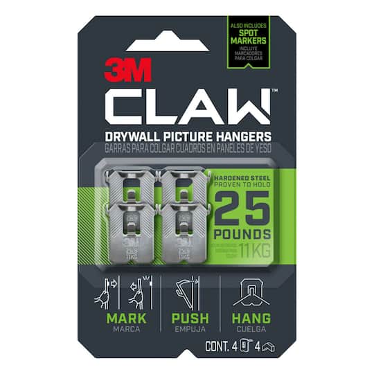 3M CLAW&#x2122; 25lb. Drywall Picture Hangers, 4ct.